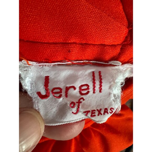 Vintage 1970s Jerell Of Texas Red Ruffled Maxi Dress Sleeveless V-Neck Belted Wa - Picture 8 of 16